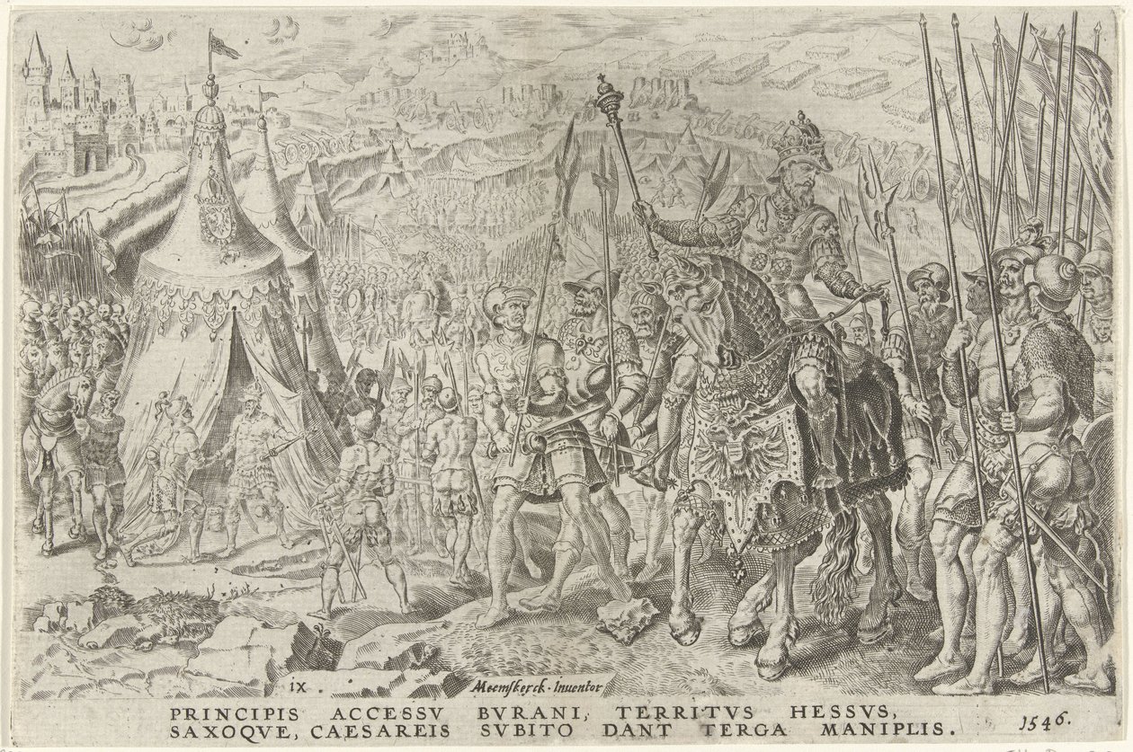 Kejserlejr i Ingolstadt, 1546 Victories of Charles V (serietitel) Divi Caroli. v. imp. opt. max. victoriae, ex multis praecipuae (serietitel) af Dirck Volckertsz. Coornhert