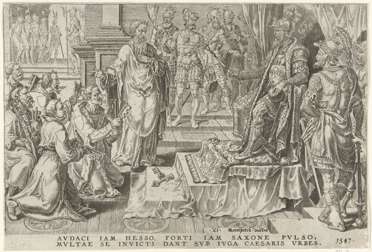 Underkastelse af seks tyske byer, 1547 Victories of Charles V (serietitel) Divi Caroli. v. imp. opt. max. victoriae, ex multis praecipuae (serietitel) af Dirck Volckertsz. Coornhert