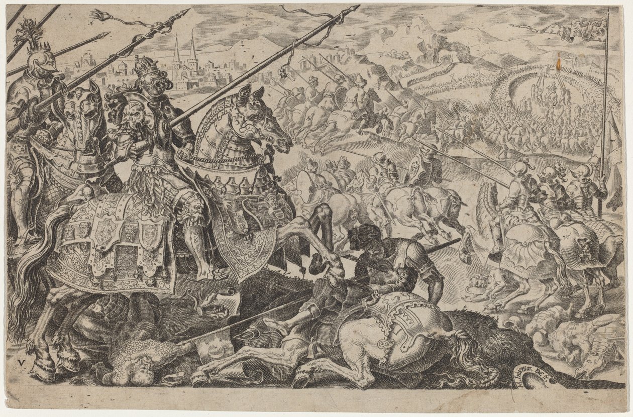 Suleiman den storslåede tvunget til at rejse belejringen af Wien af Dirck Volckertz Coornhert, after Maerten van Heemskerck