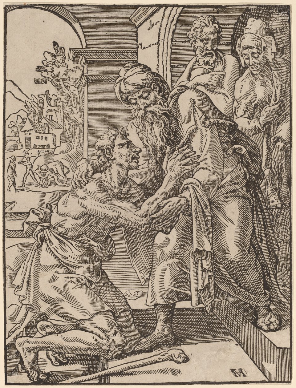 Den fortabte søns tilbagevenden af Dirck Volckertz Coornhert after Maerten van Heemskerck