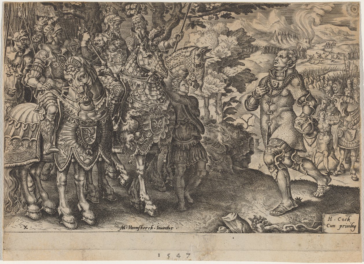 Overgivelsen af John Frederick, kurfyrst af Sachsen, efter slaget ved Mühlberg af Dirck Volckertz Coornhert, after Maerten van Heemskerck