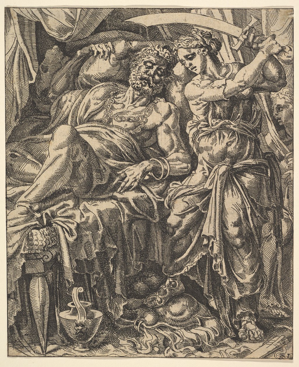 Judith Slaying Holofernes, fra Historien om Judith og Holofernes. af Dirck Volkertsen Coornhert