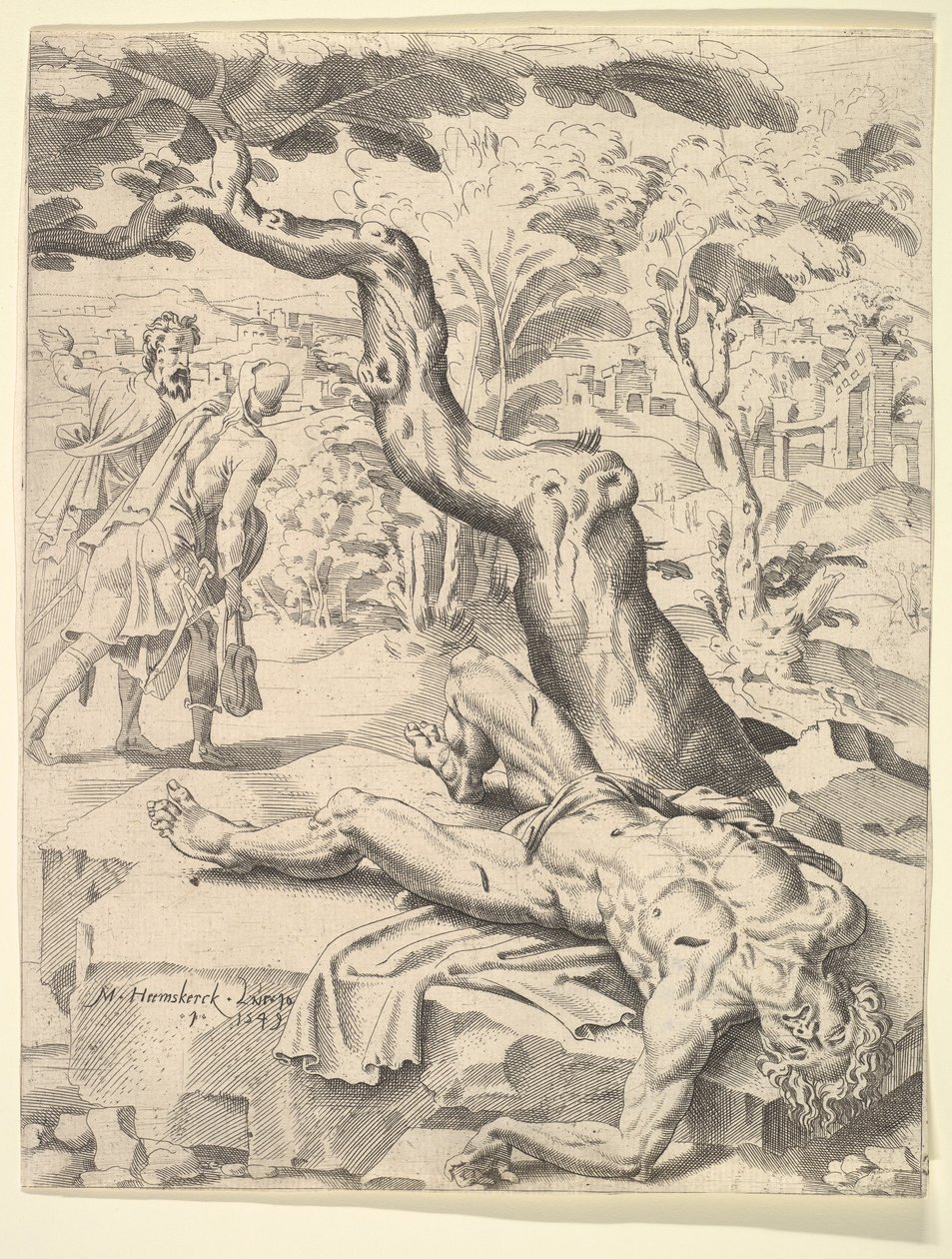Lignelsen om den barmhjertige samaritaner, 1549. af Dirck Volkertsen Coornhert