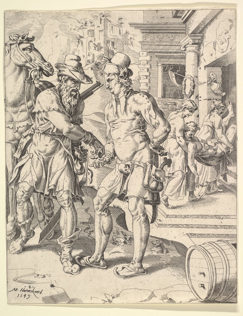 Lignelsen om den barmhjertige samaritaner, 1549. af Dirck Volkertsen Coornhert