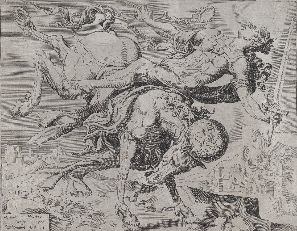 The World Disposing of Justice, fra The Unrestrained World, plade 1, 1550. af Dirck Volkertsen Coornhert
