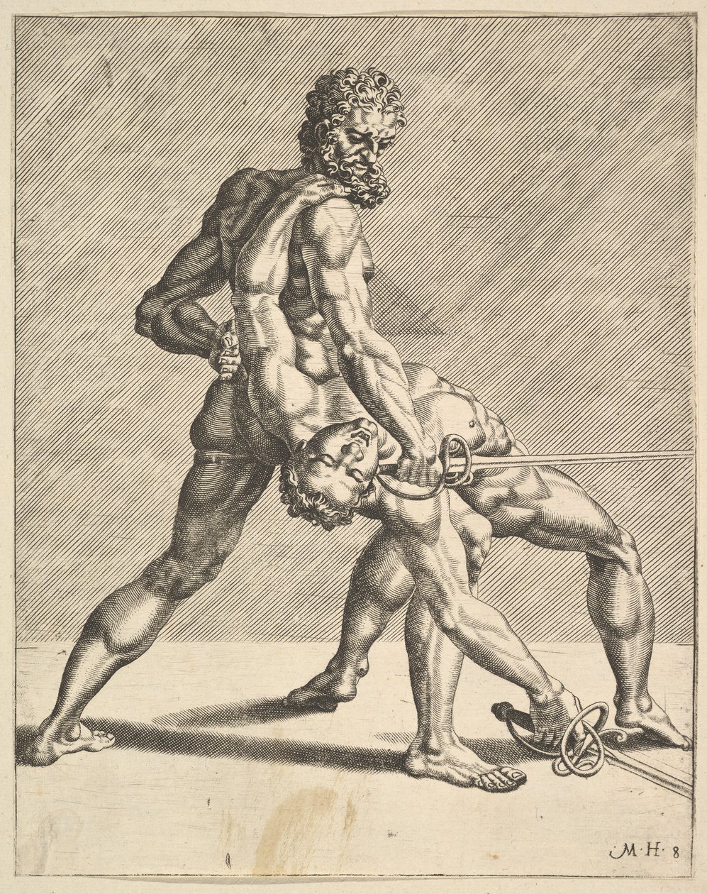 To Fægtere, fra Fægtere, plade 8, 1552 af Dirck Volkertsen Coornhert