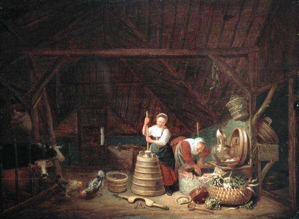 Dutch Barn (olie på panel) af Dirck Wyntrack