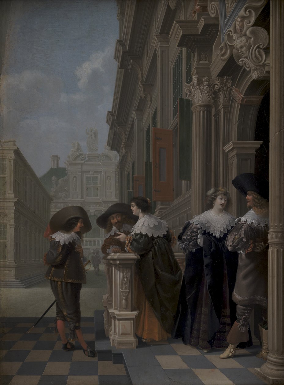 Samtale uden for et palads af Dirck van Delen