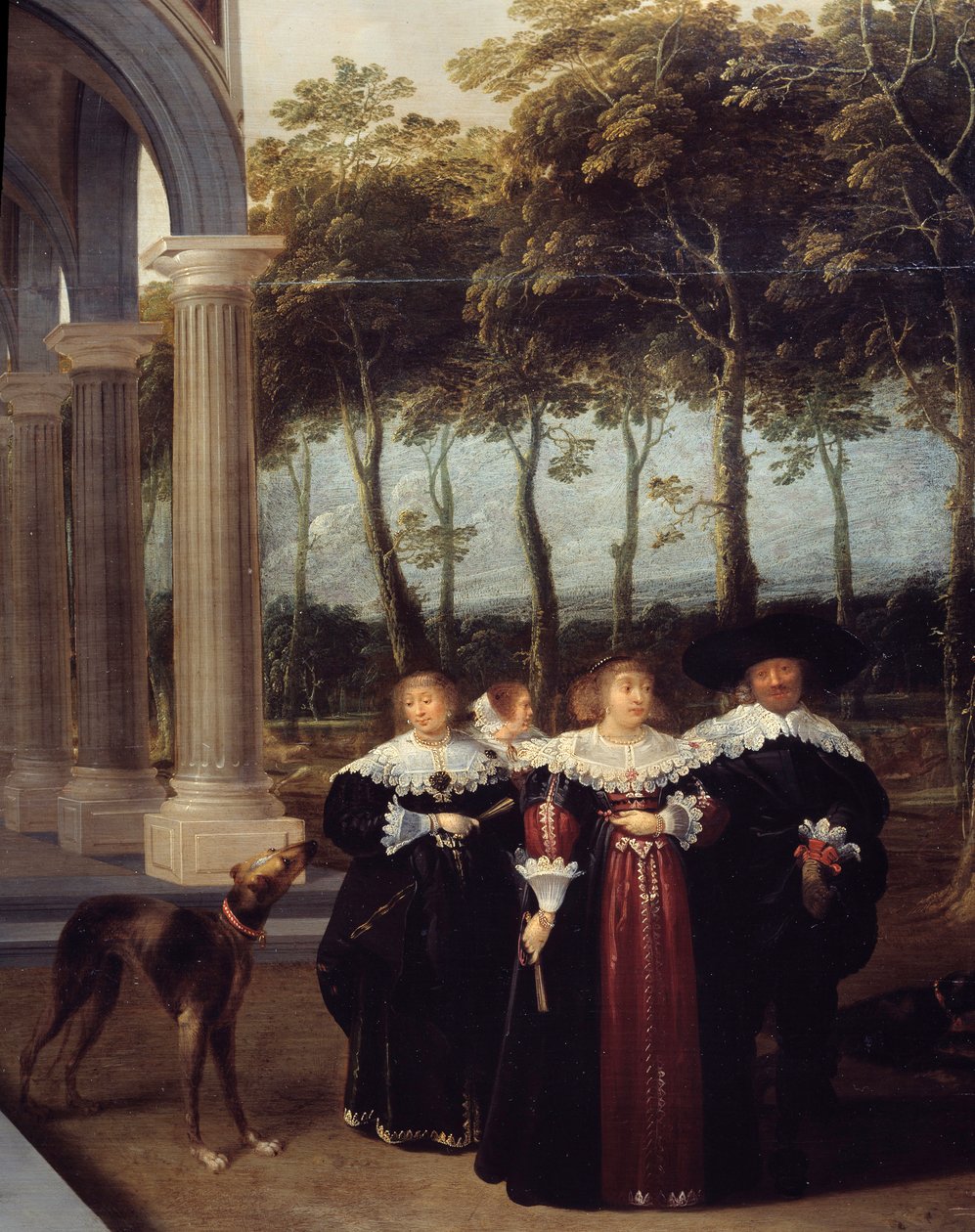 Par gående Detalje af maleriet "" Bowlingspillerne"" Maleri af Dirck Van Delen (1605-1671) af Dirck van Delen