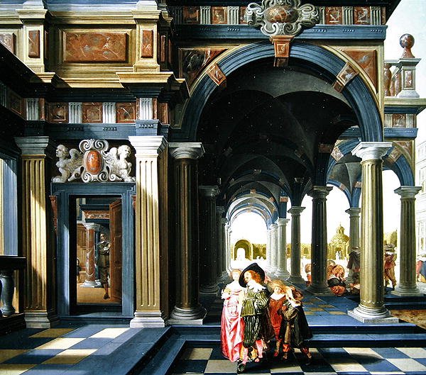 Elegante figurer i en loggia, 1635 af Dirck van Delen