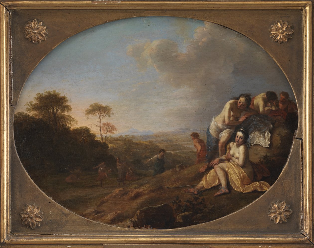 Nymfer i et landskab af Dirck van der Lisse
