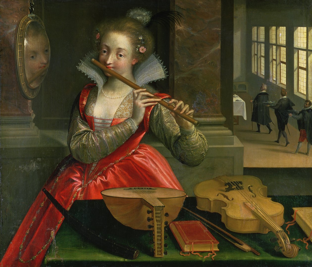Allegory of Music (Fløjtespilleren), ca. 1600 af Dirk de Quade van Ravesteyn