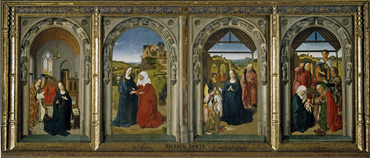 Fire scener fra Jomfruens liv, ca 1442-1445 af Dirk Bouts