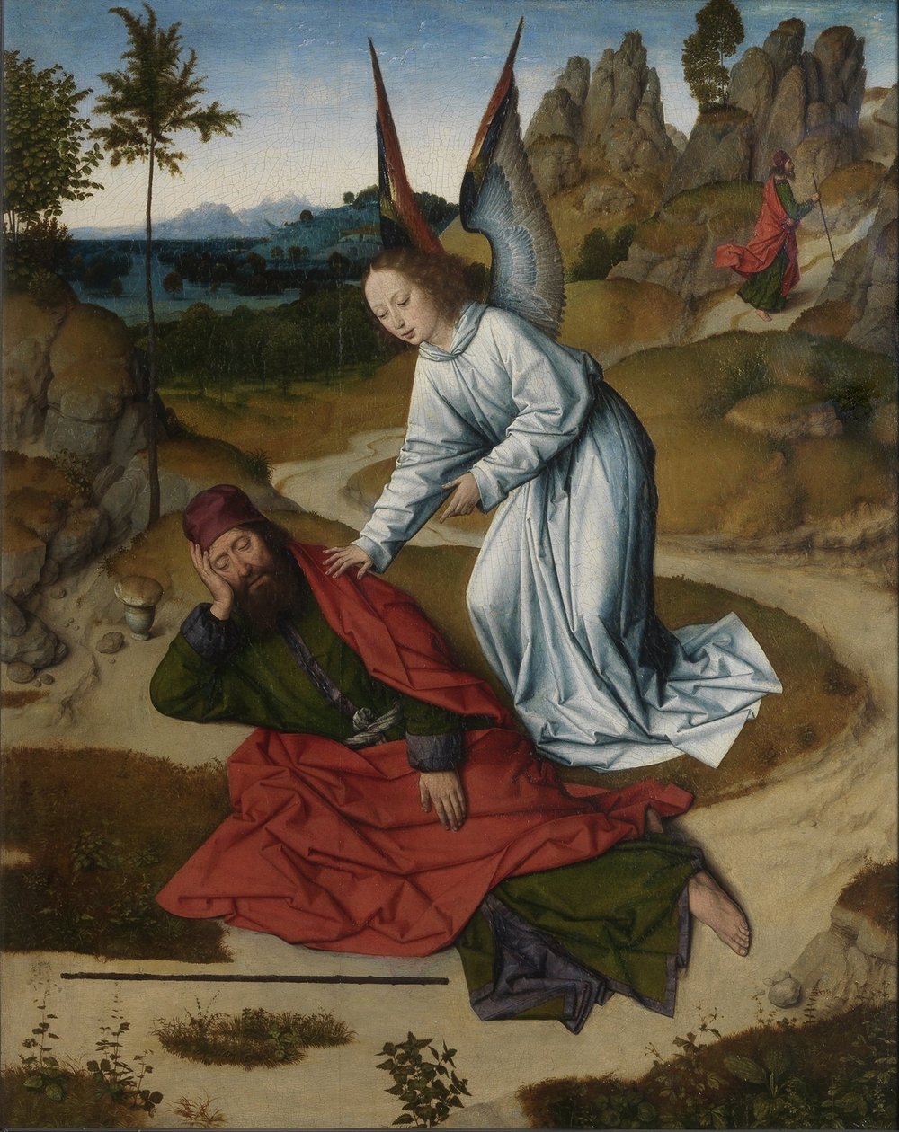 Den sidste nadver altertavle: Elias i ørkenens højre fløj, 1464-1468 af Dirk Bouts