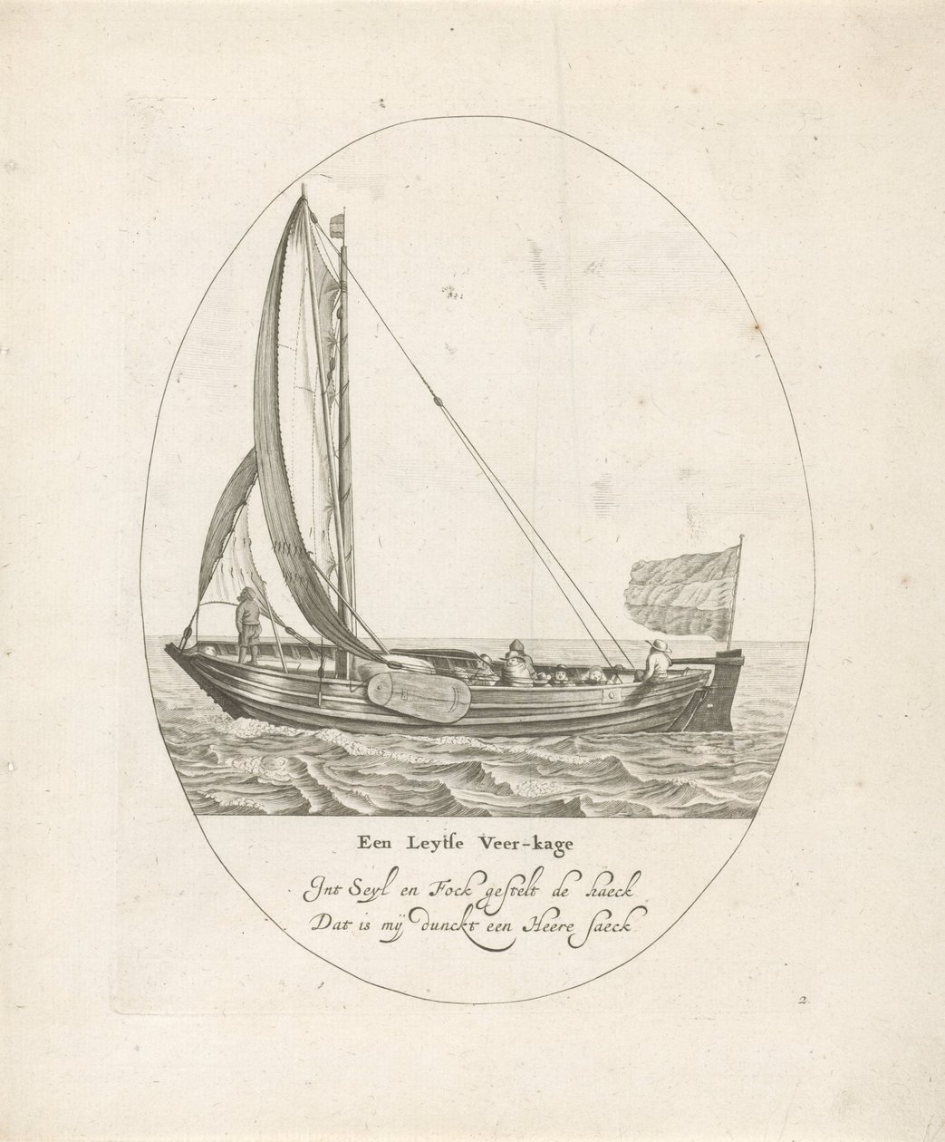 Leiden færge En Leytse Veer-kage (titel på objekt) Otte forskellige hollandske typer indlandsfartøjer (serietitel) af Dirk Eversen Lons