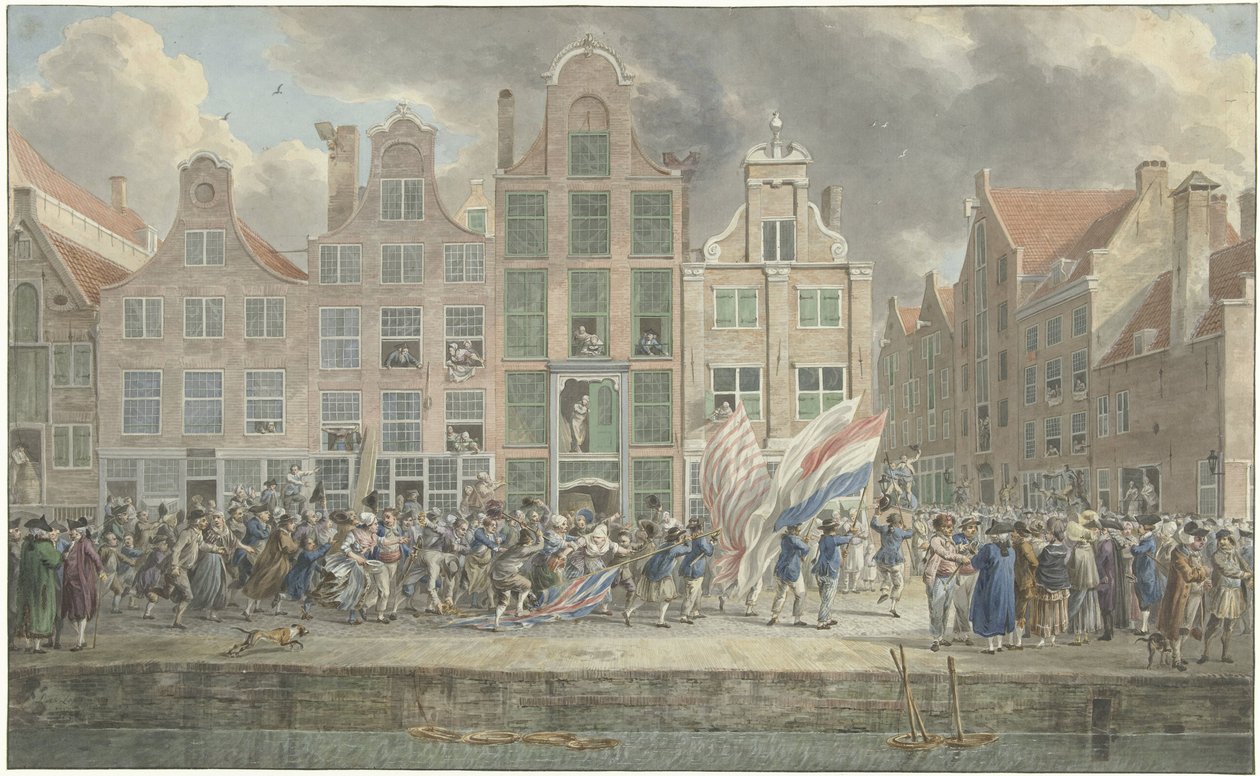 Anti-engelsk demonstration i Rotterdam, 2. marts 1781 af Dirk Langendijk (signed by artist)