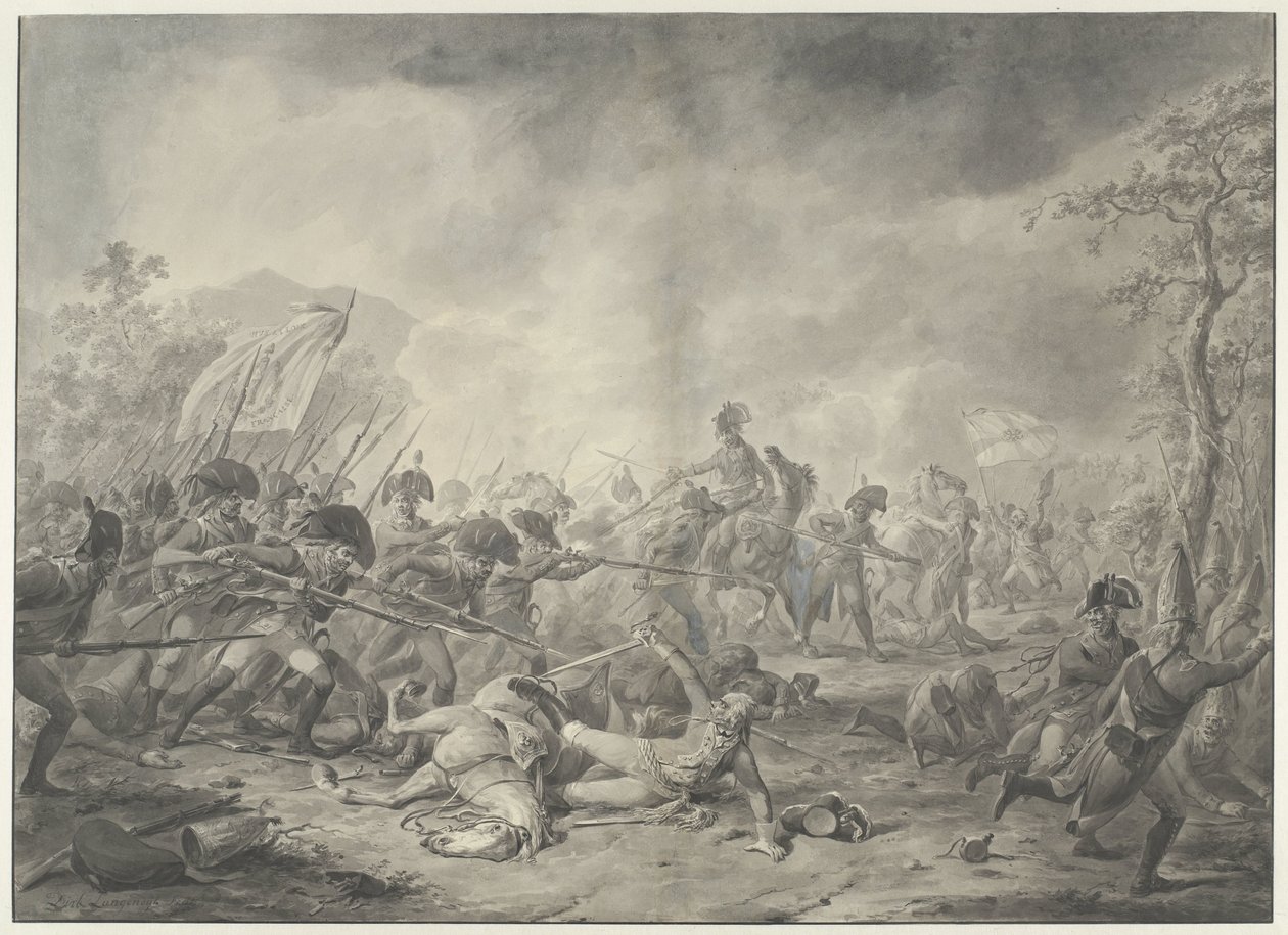 Tilfangetagelse af den russiske general Hermann i slaget ved Bergen, 1799 af Dirk Langendijk (signed by artist)