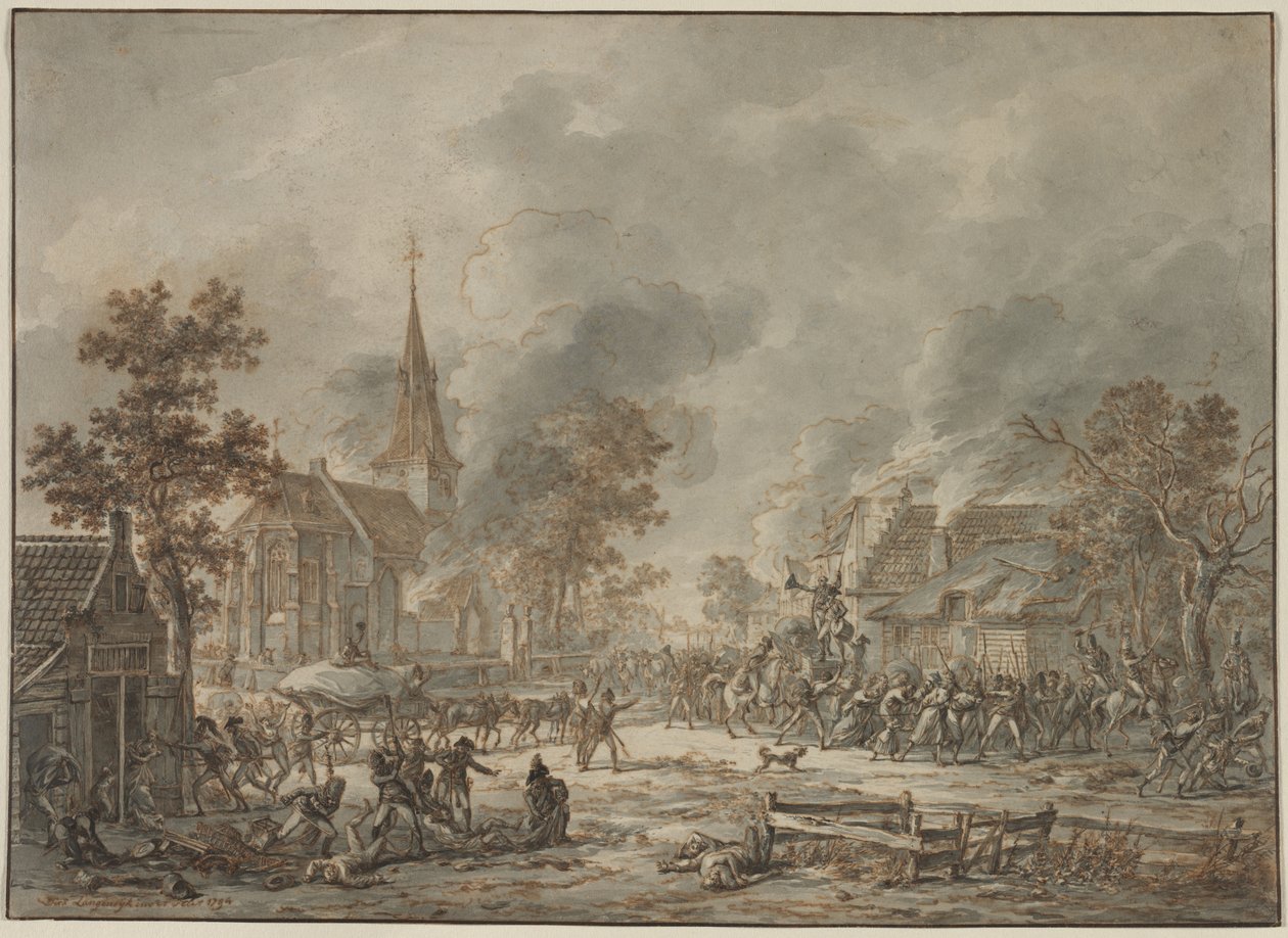 Plyngende soldater, 1794. af Dirk Langendyk
