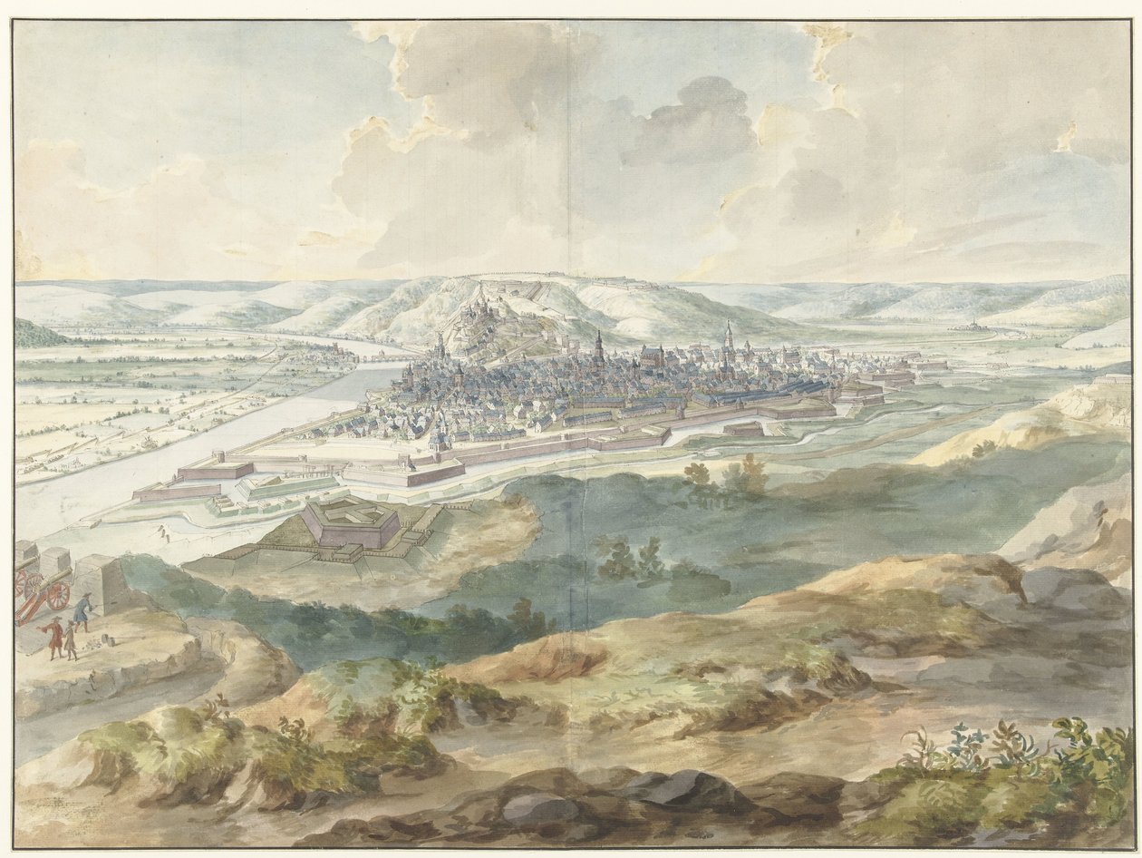 Udsigt over Namur fra øst under belejringen af 1695 af Dirk Maas