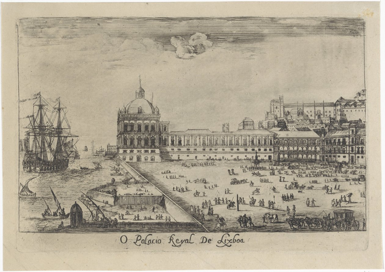Udsigt over det kongelige palads i Lissabon O Palacio Real de Lixboa (titel på objekt) Udsigt over Lissabon (serietitel) af Dirk Stoop