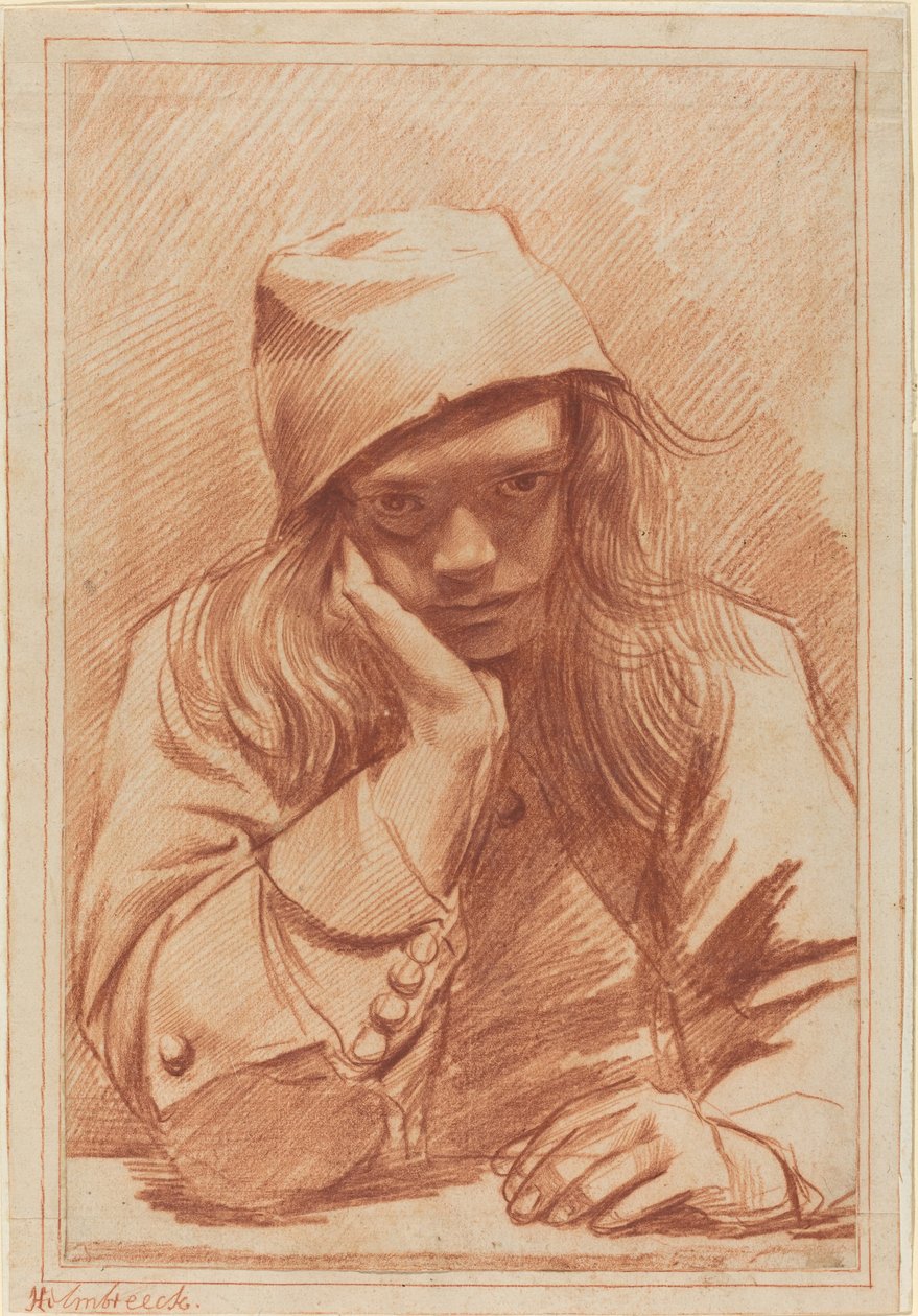 Selvportræt, ca.1633-96 (rødkridt) af Dirk Theodor Helmbrecker