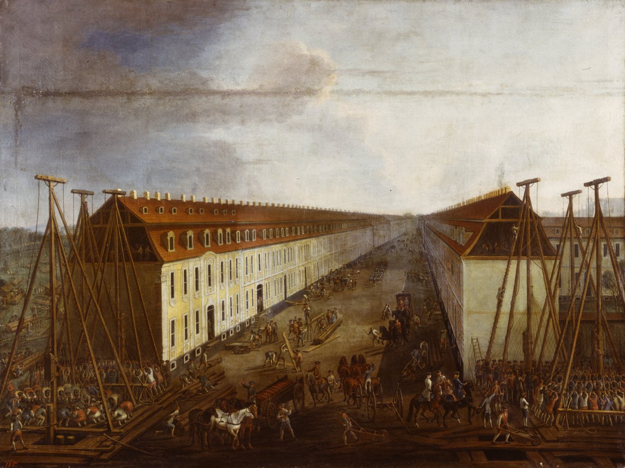 Byggearbejder på Friedrichstrasse i Berlin, ca. 1735 af Dismar Degen
