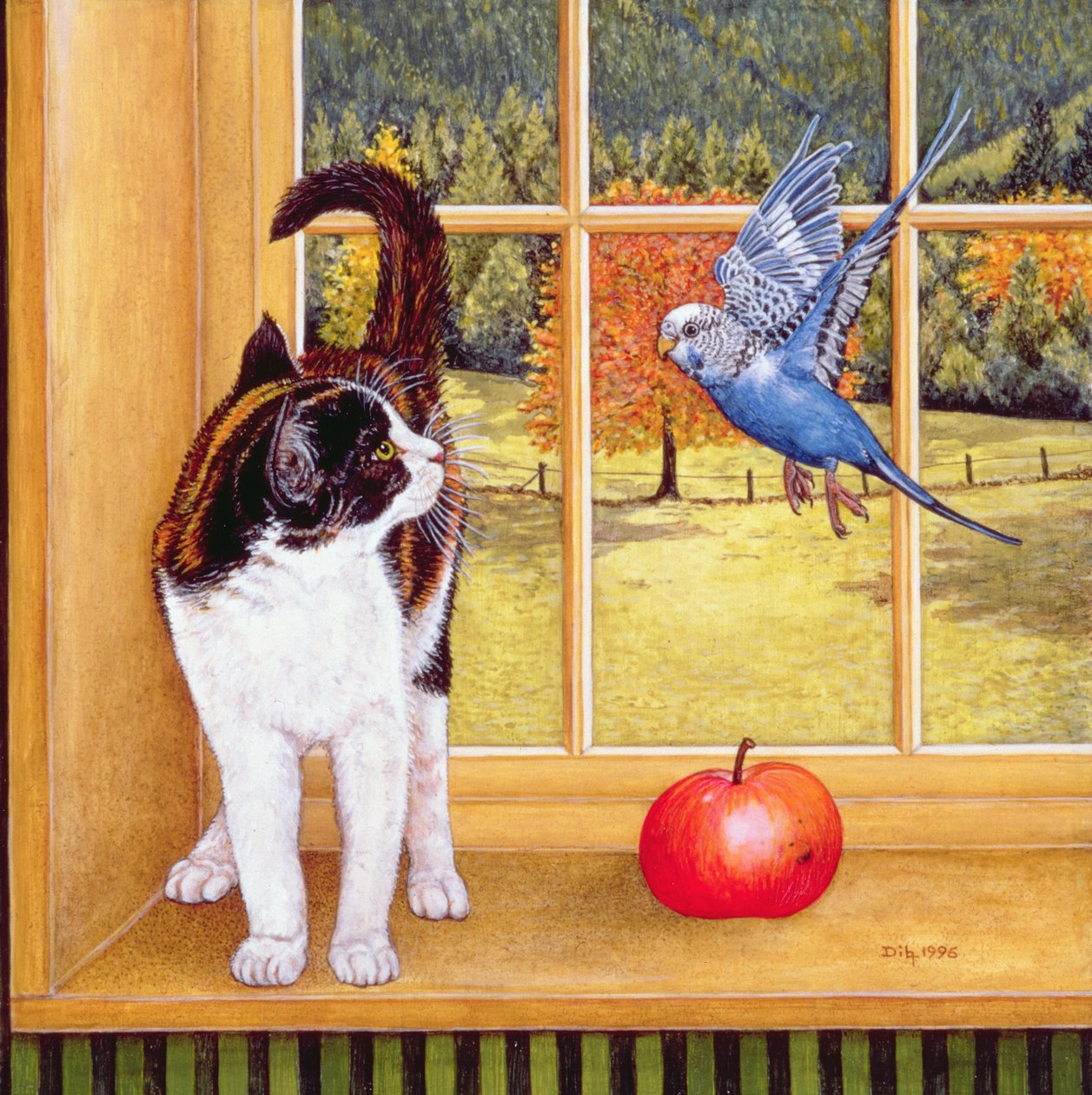 Fuglekigning, 1996 (akryl på panel) af Ditz