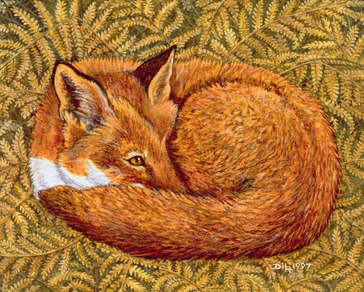 Cat-napping, 1997 (akryl på panel) af Ditz
