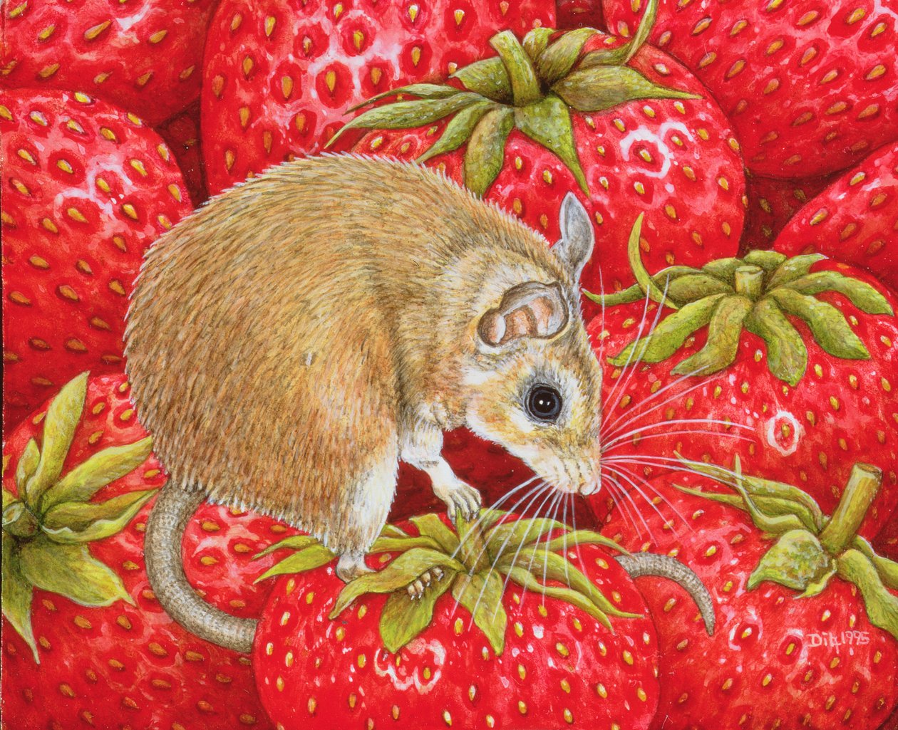 Strawberry-Mouse, 1995 (akryl på panel) af Ditz