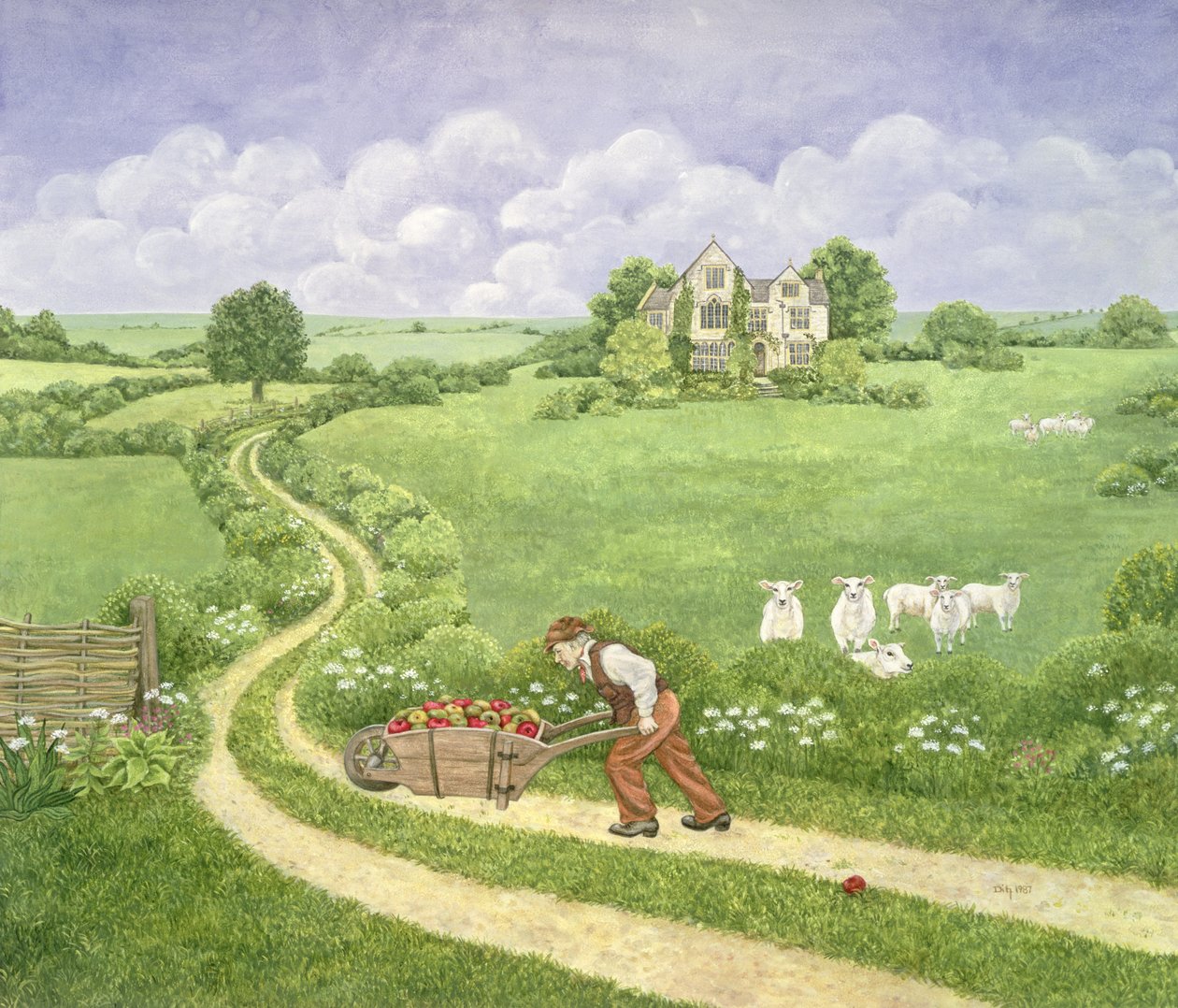 Æblebøren: Joseph Poorgrass, der kører en tønde æbler til Bathshebas bolig, fra langt fra den gale skare, af Thomas Hardy af Ditz