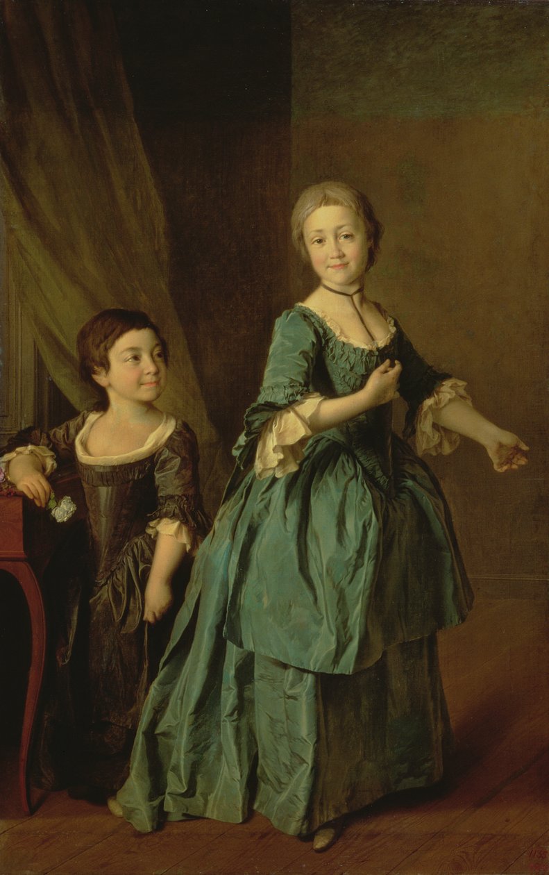 Portret af Feodosia Rzhevskaya (1760-95) og Nastasia Davydova (f.1764) 1772 af Dmitri Grigorievich Levitsky