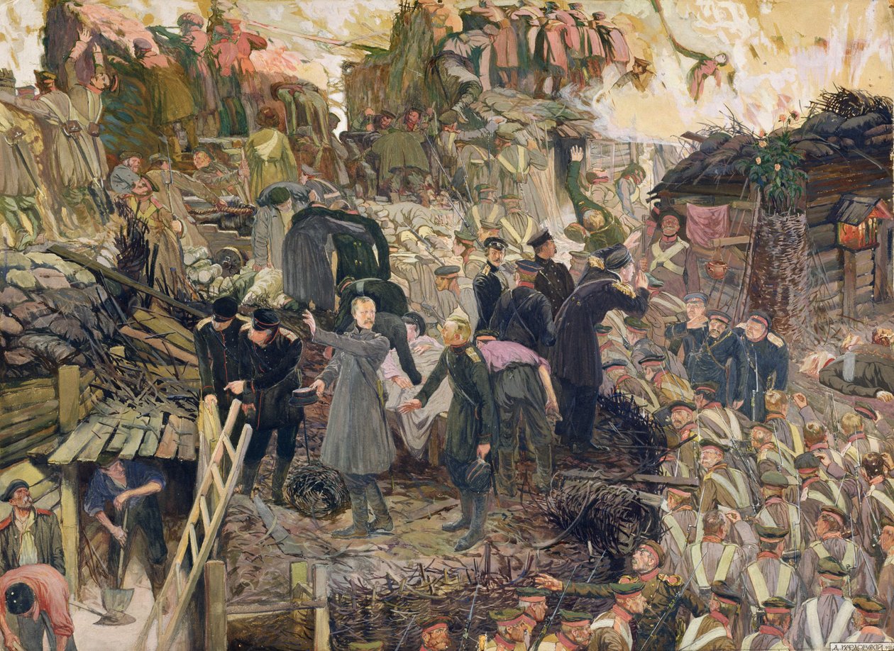 Forsvaret af Sebastopol, 1910 (akvarel på karton) af Dmitri Nikolayevich Kardovsky