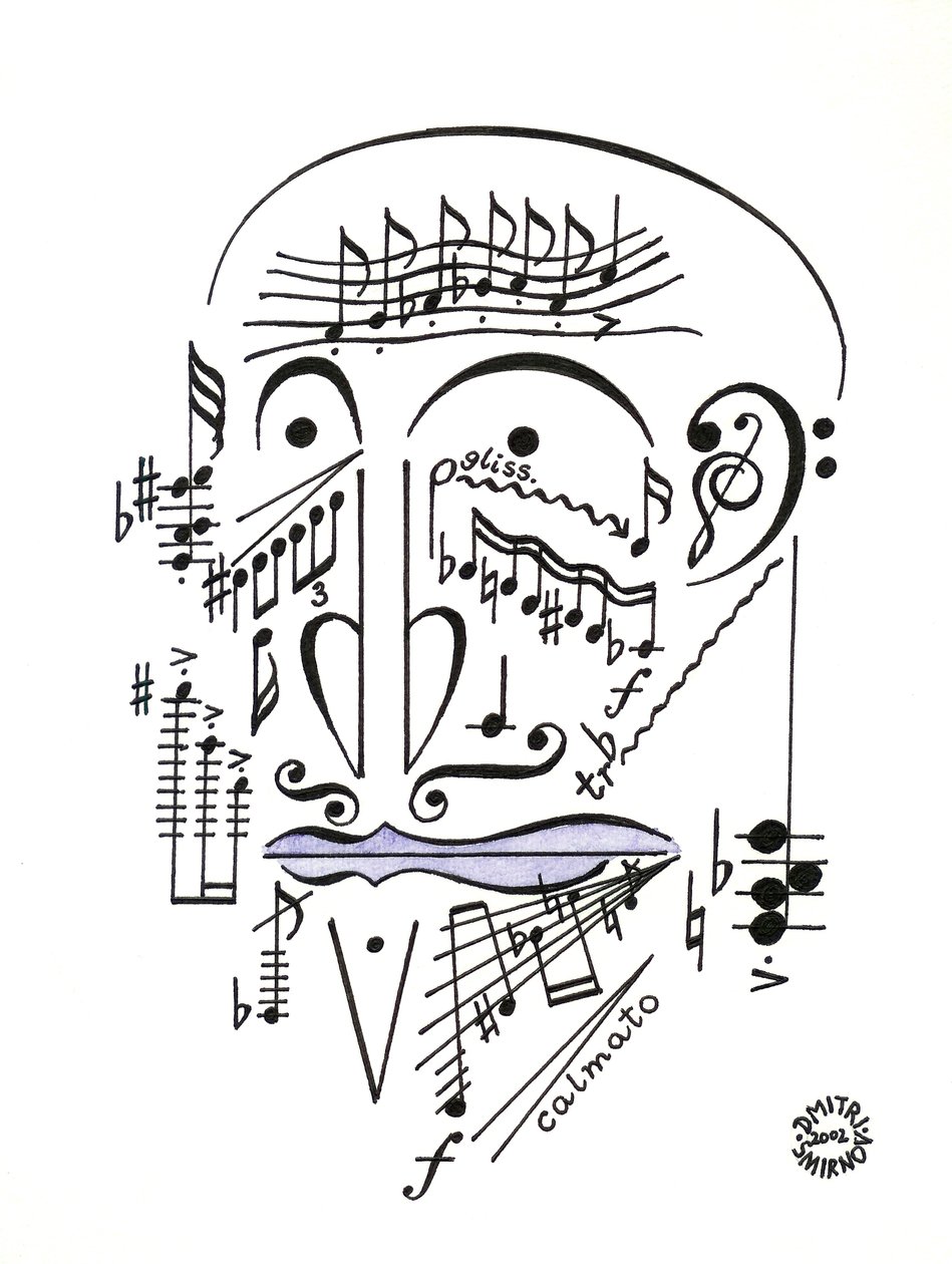 Dr. Musicus - et ansigt tegnet ved hjælp af musikalsk notation af Dmitri Smirnov