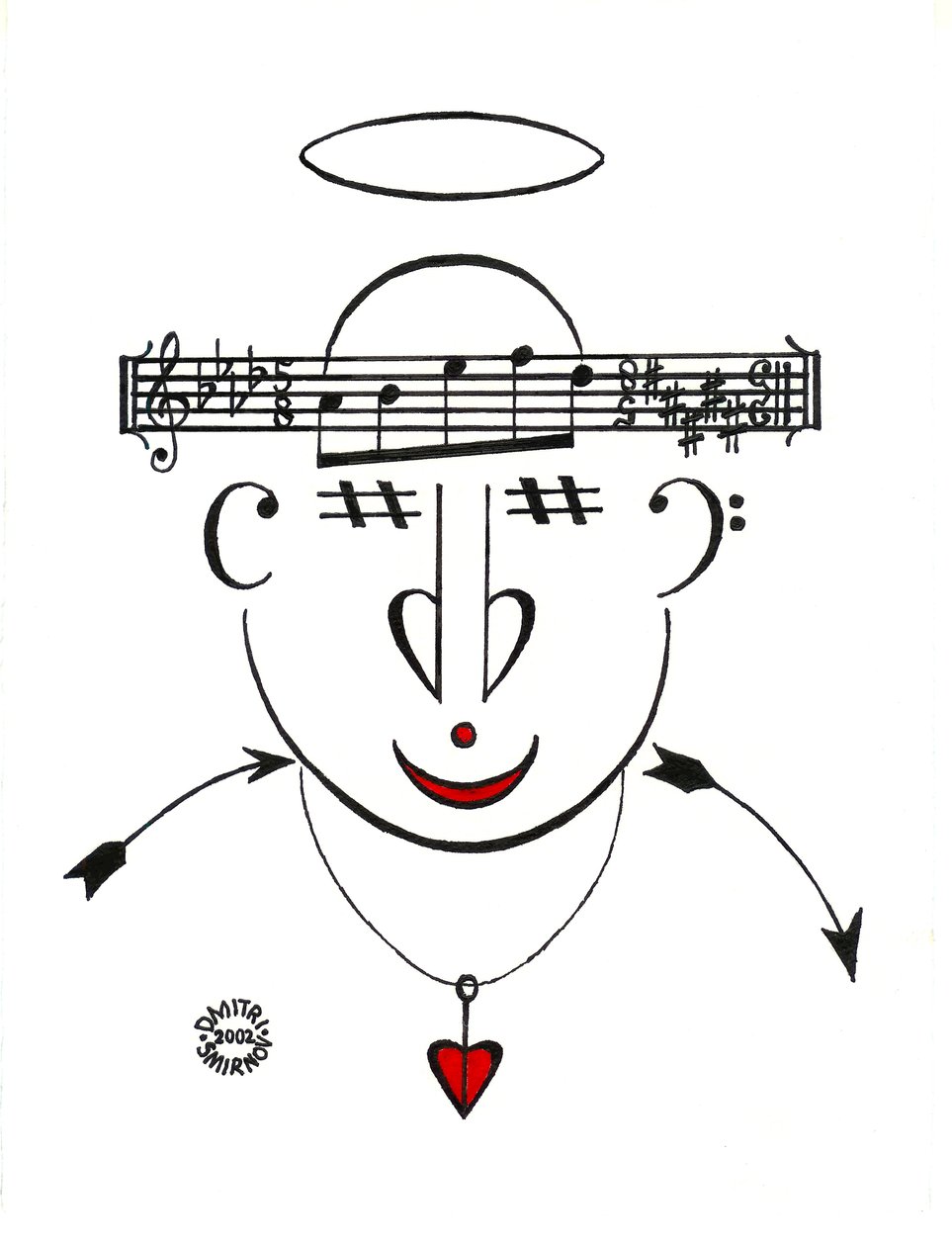 Dzen - et ansigt tegnet ved hjælp af musikalsk notation af Dmitri Smirnov
