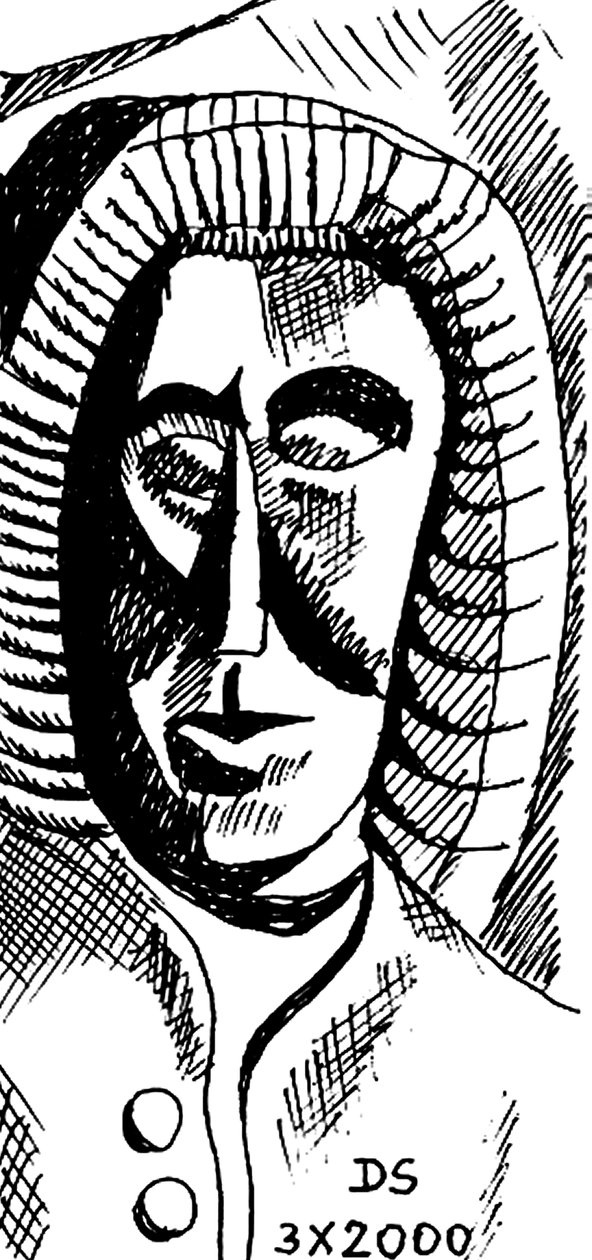 Johann Sebastian Bach - karikatur af den tyske komponist af Dmitri Smirnov