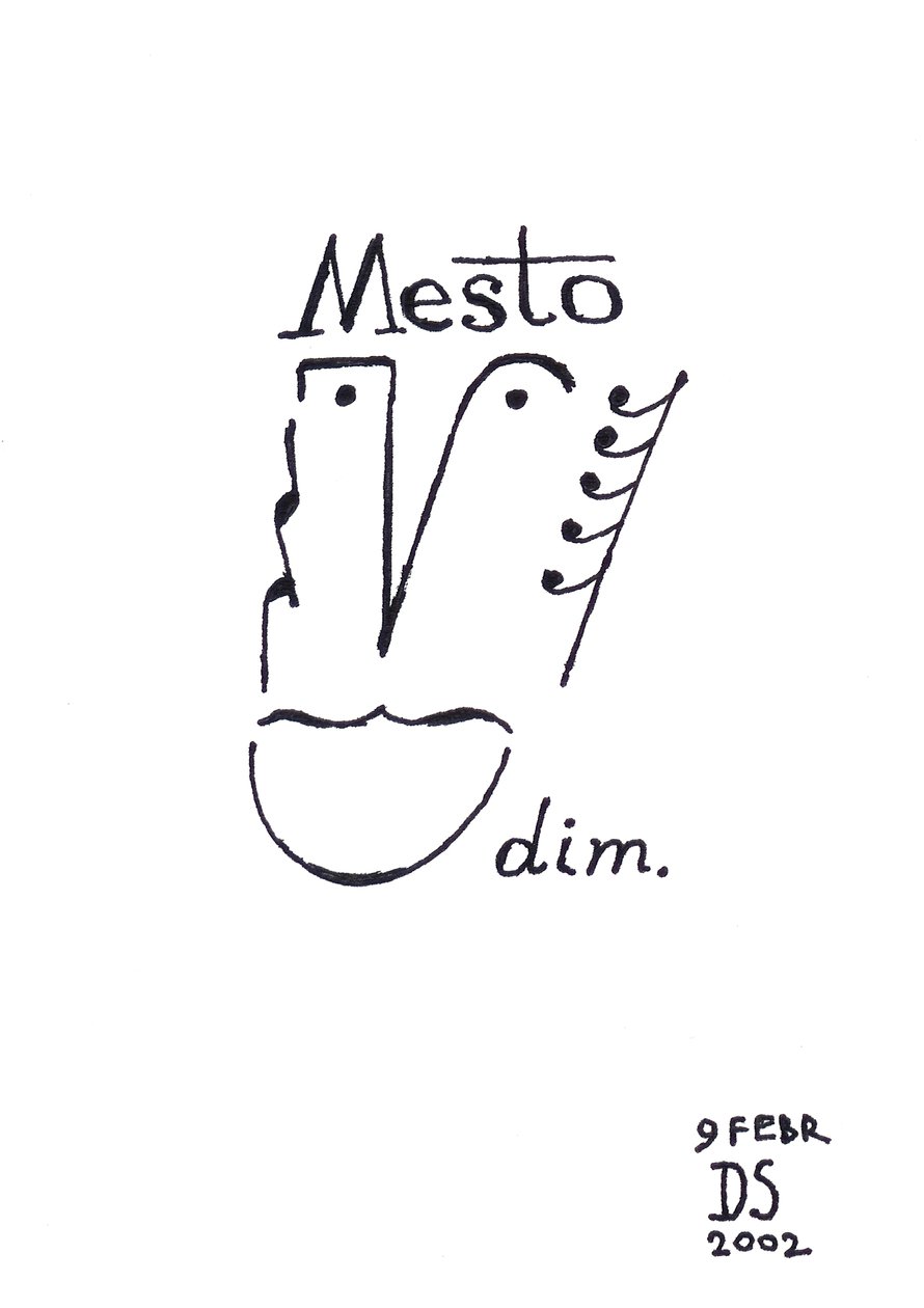 Mesto - en karikatur af et ansigt tegnet ved hjælp af musikalsk notation af Dmitri Smirnov