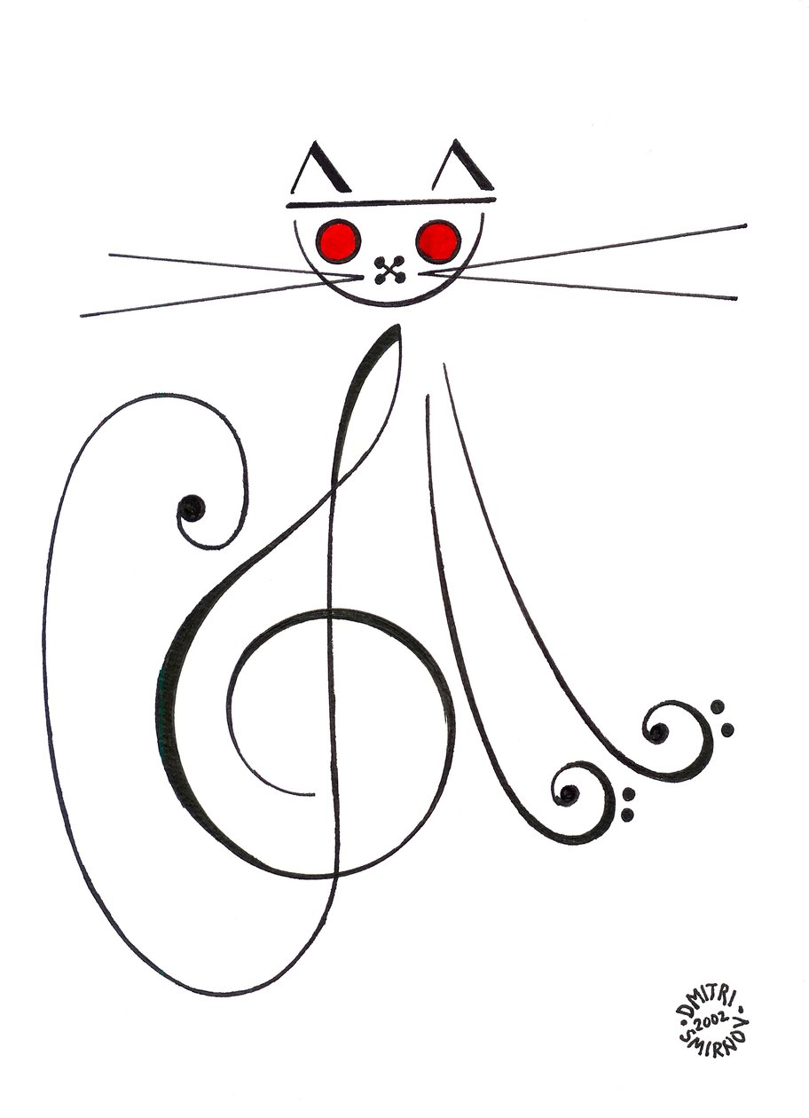 Musikalsk kat - en kat tegnet med musikalsk notation af Dmitri Smirnov
