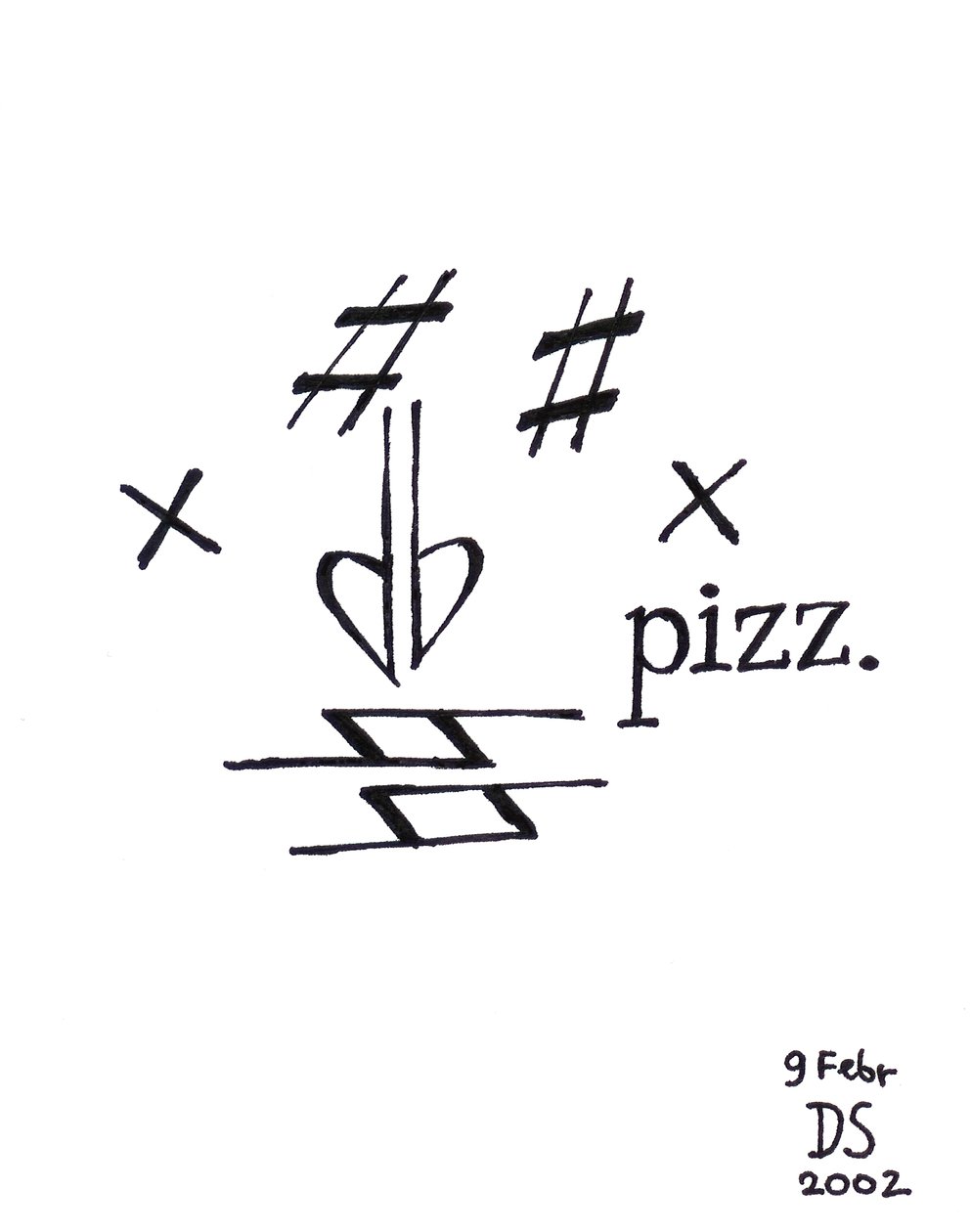 Pizzicato-ansigt - et ansigt tegnet ved hjælp af musikalsk notation af Dmitri Smirnov