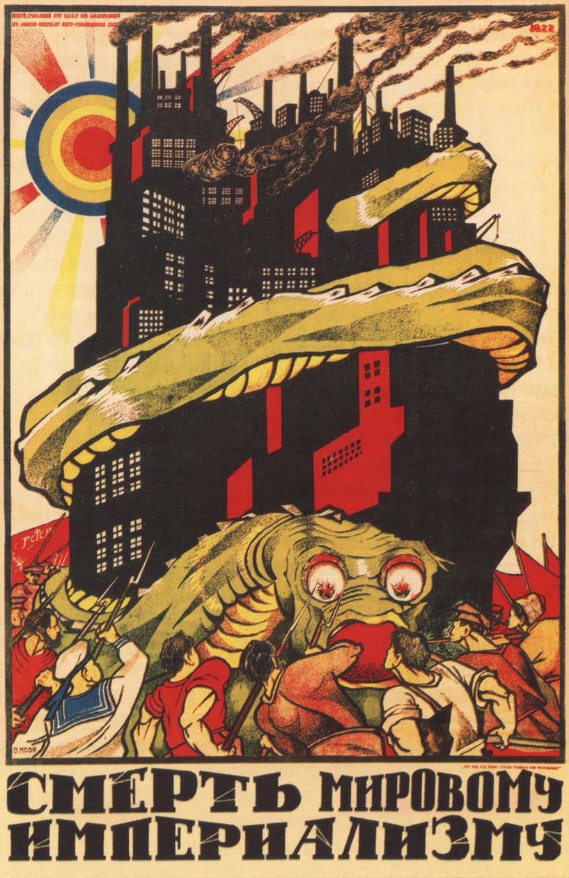 Plakat for verdensimperialismens død, 1920 af Dmitriy Stakhievich Moor