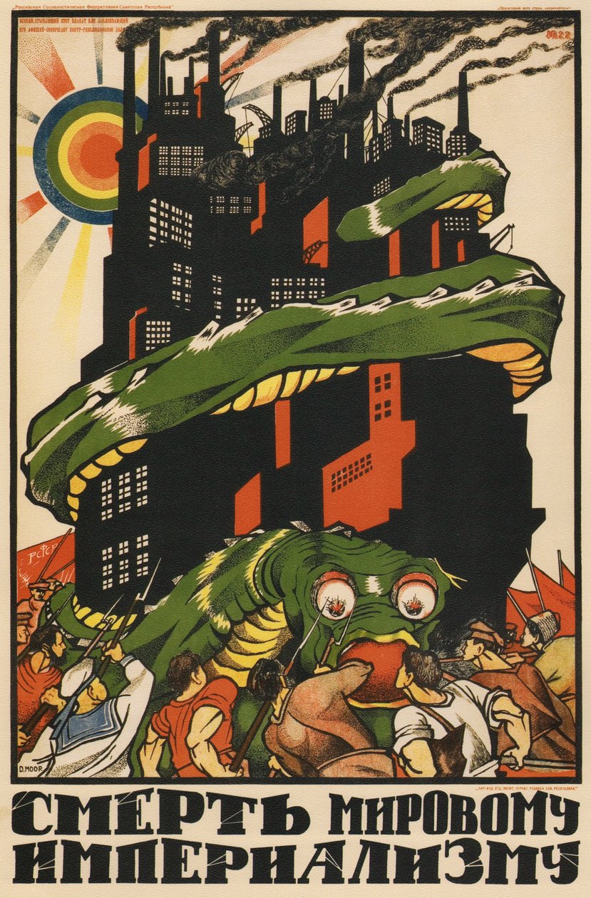 Plakat for verdensimperialismens død, 1920 af Dmitriy Stakhievich Moor