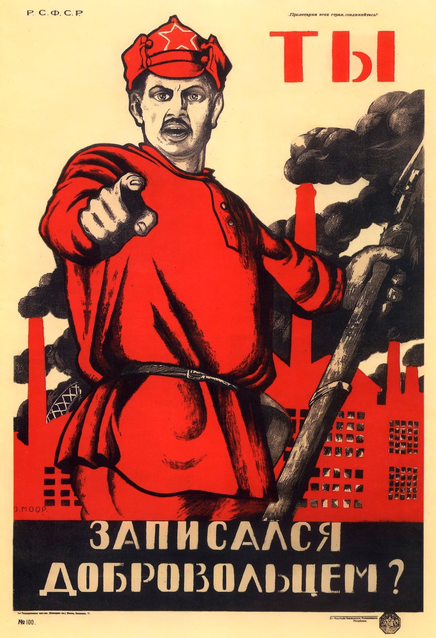 Har du meldt dig frivilligt til den røde hær, sovjetisk agitprop-plakat, 1920 af Dmitriy Stakhievich Moor
