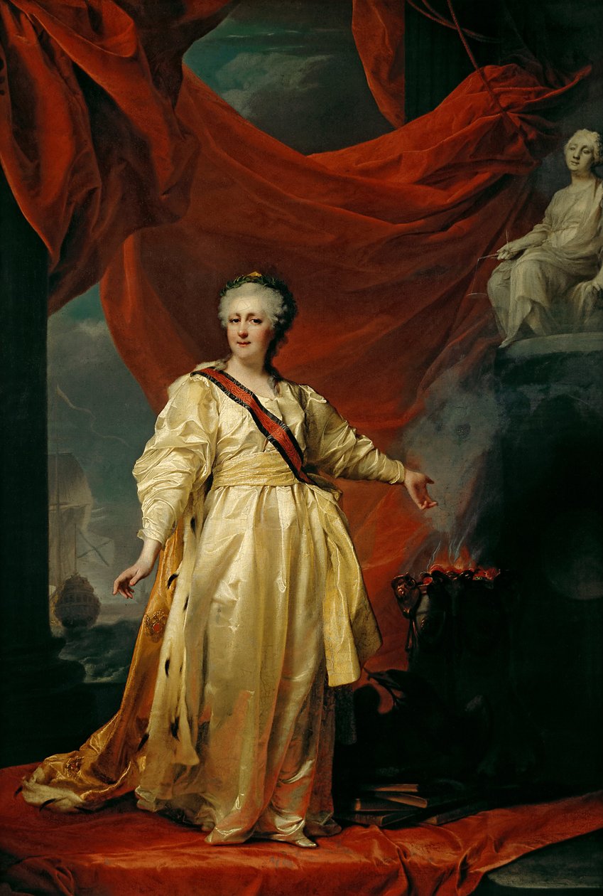 Portræt af Catherine II lovgiverne i templet dedikeret til retfærdighedens gudinde af Dmitry Levitzky
