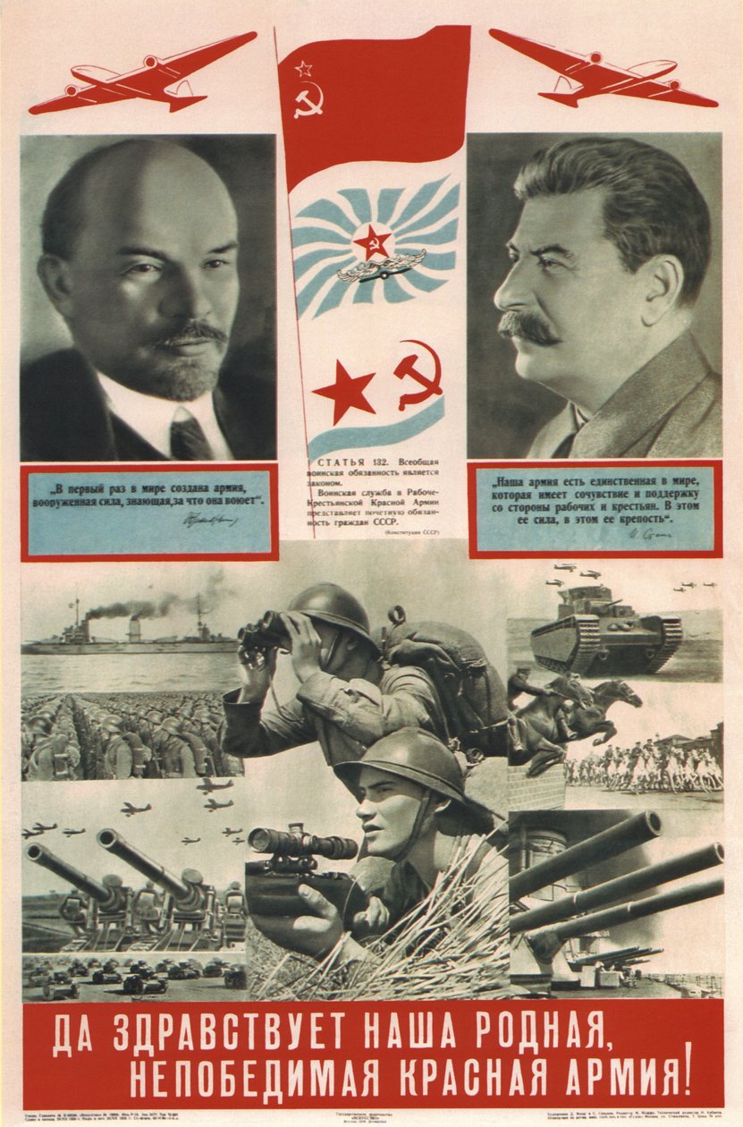 Længe leve vores kære og uovervindelige Røde Hær! - Moor, Dmitri Stachievich (1883-1946) - 1939 - Farvelitografi - 95x62 - Russisk Statsbibliotek, Moskva af Dmitry  Moor