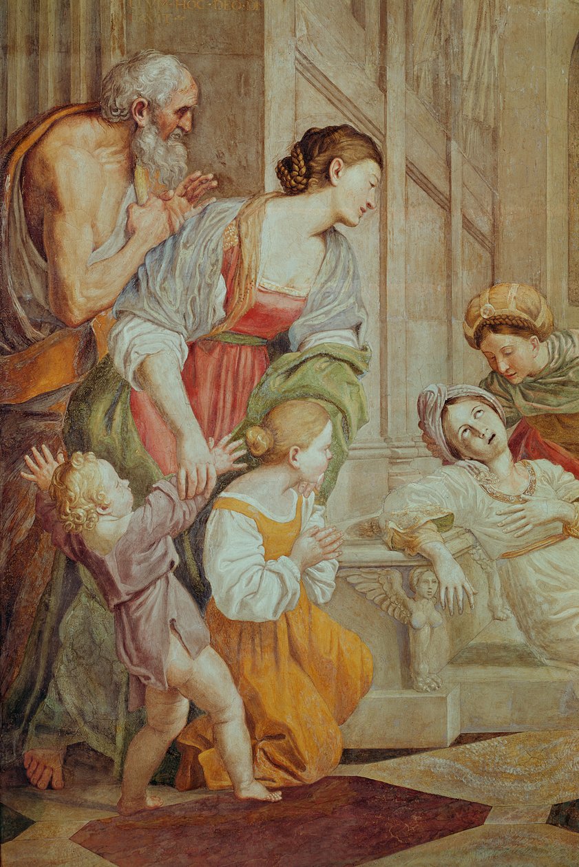 Detalje af St. Cecilias død, ca. 1614 (detalje af 434854) af Domenichino
