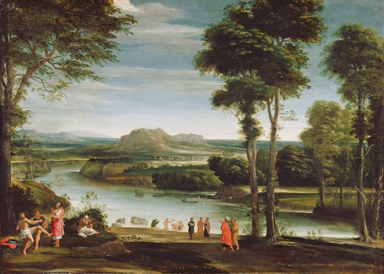 Landskab med Johannes, der døber, ca.1610-20 af Domenichino