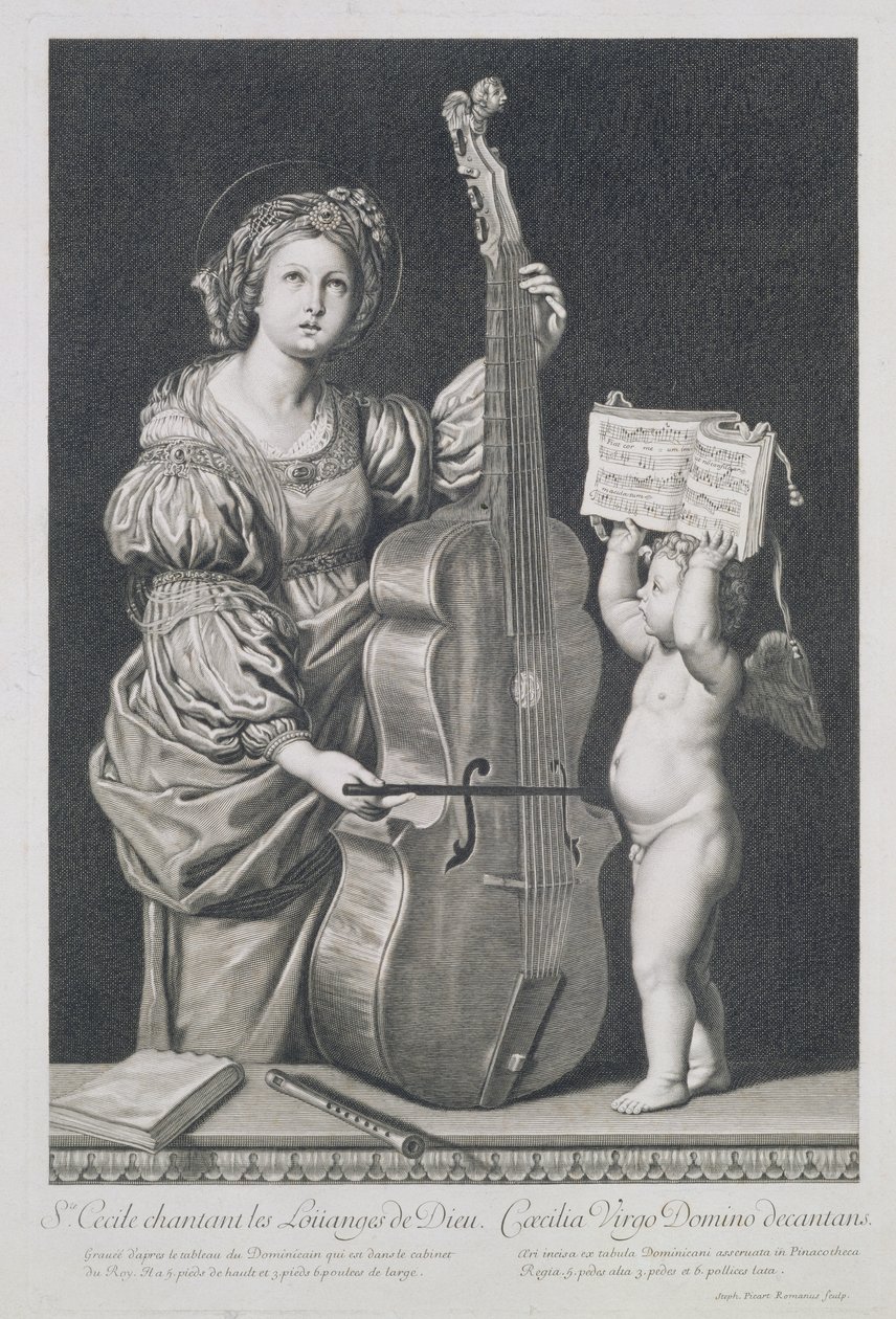 St. Cecilia synger Guds lovsang, graveret af Etienne Picart (1632-1721) af Domenichino