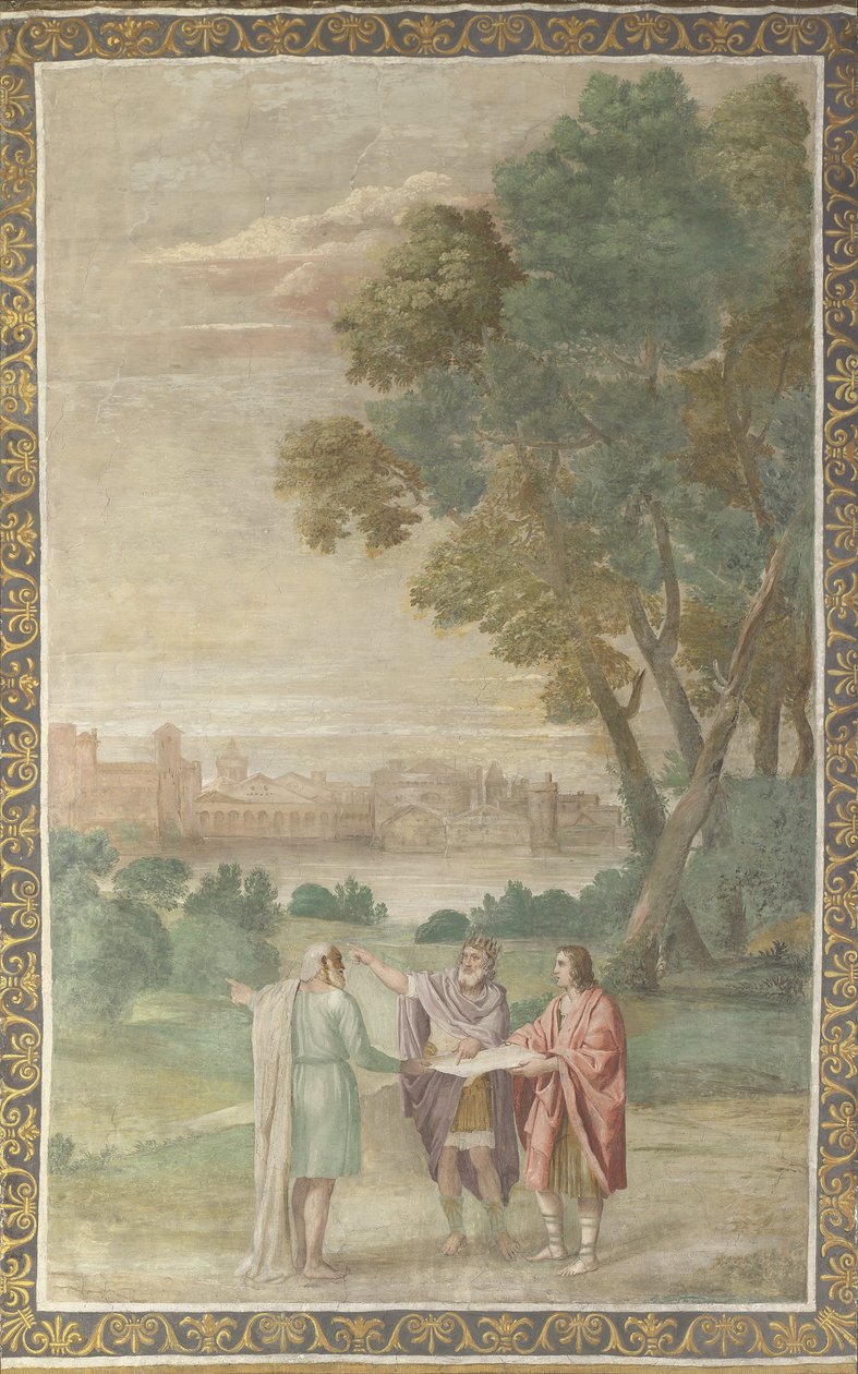 Apollo og Neptun rådgiver Laomedon om bygningen af Troja af Domenichino