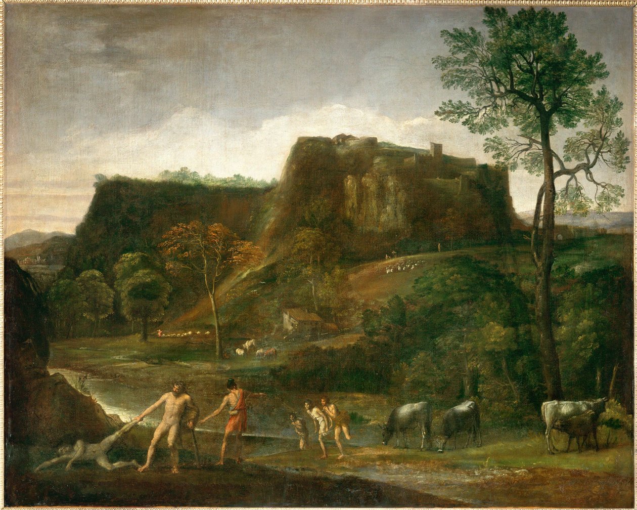Herkules slæber Kakus ud af sin hule ... af Domenichino (1581 1641)