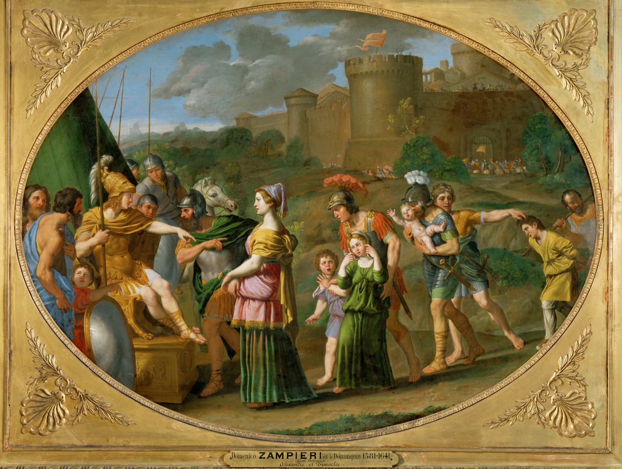 Timoclee captive amenee devant Alexandre - Timoclea bliver ført frem for Alexander den Store som fange ... af Domenichino (1581-1641)