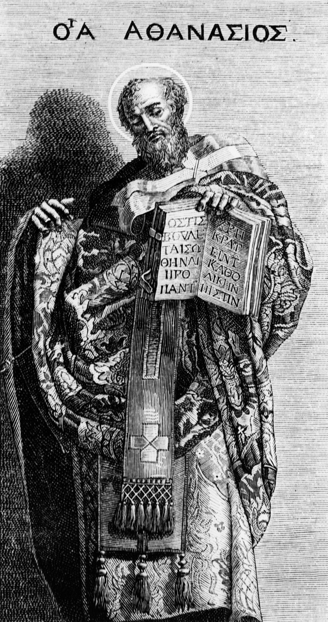 Athanasius af Alexandria (298-373) Kirkefader, gravering efter et maleri af Domenichino i kirken Grottaferrata af Domenichino